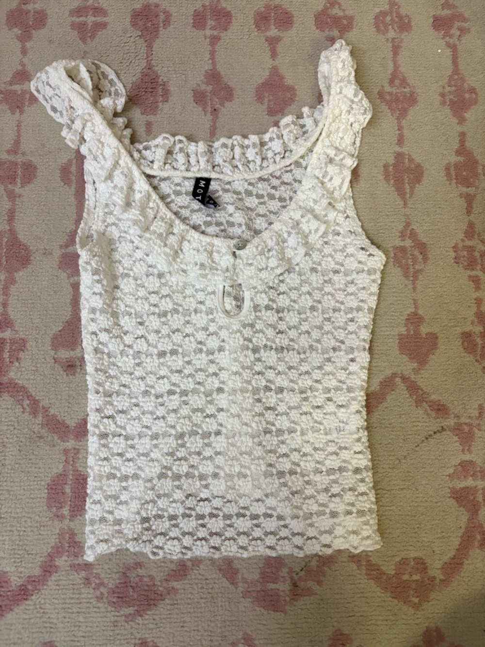 Motel Rocks White Lace Ruffled Camisole